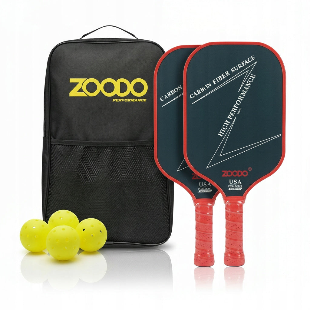 Rakiety do pickleball ZOODO P3 T700 carbon fiber Red + 4 piłki USAPA
