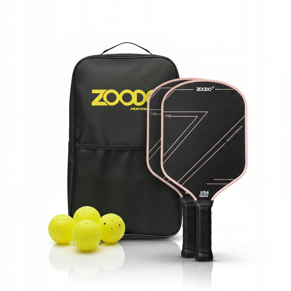 Rakiety do pickleball ZOODO P5 T700 thermoformed pink + 4 piłki USAPA
