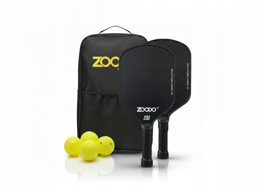 Rakiety do pickleball ZOODO P6 3K carbon fiber black + 4 piłki USAPA
