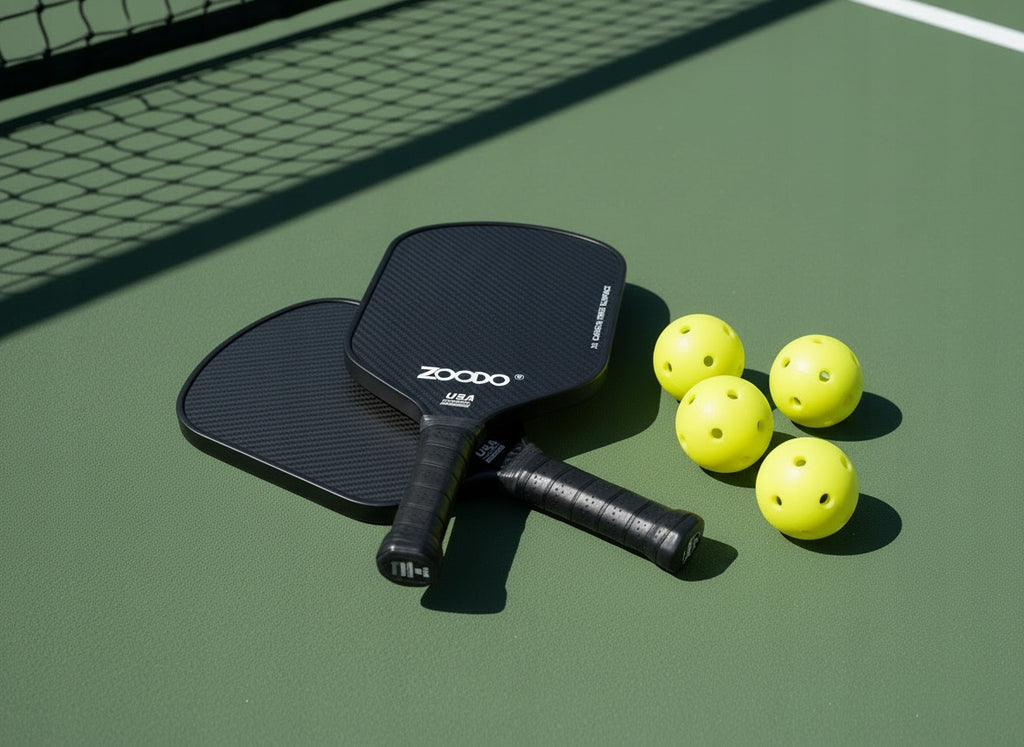 Rakiety do pickleball ZOODO P6 3K carbon fiber black + 4 piłki USAPA