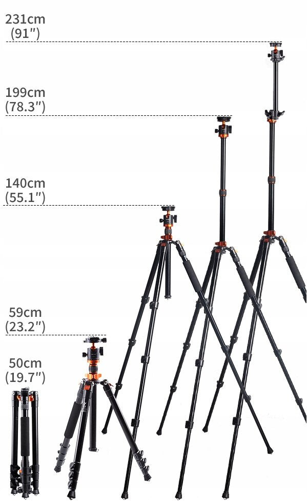 Statyw tripod ALU/MAG 231CM K234A7 KF09.087V6 wysoki pozioma kolumna k&f