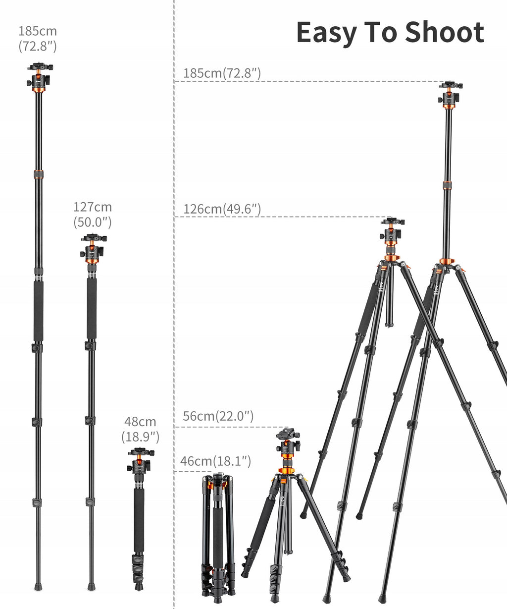 Statyw fotograficzny k&f ALU/MAG 175CM K254A3 SA254M2 tripod KF09.089 V1