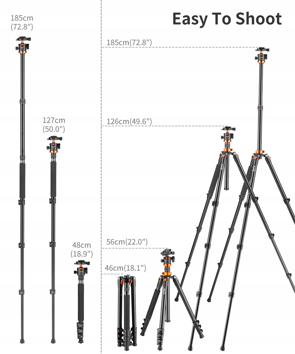 Statyw fotograficzny k&f ALU/MAG 175CM K254A3 SA254M2 tripod KF09.089 V1