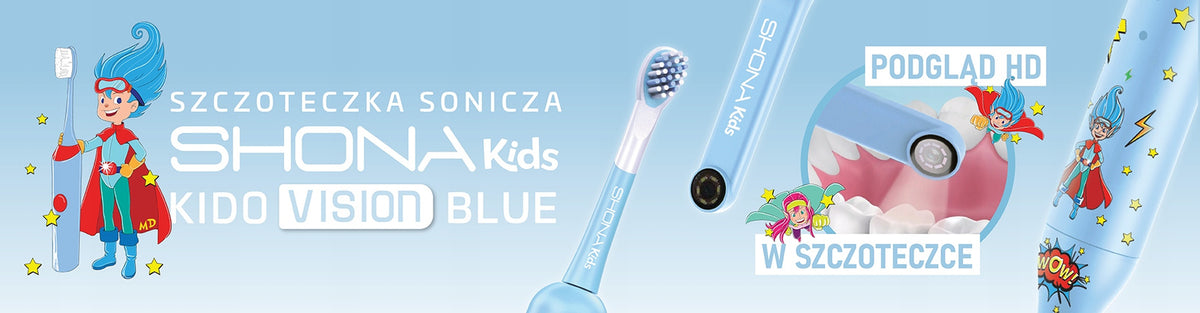 Szczoteczka soniczna dla dzieci SHONA kido vision + naklejki + kamera Wi-fi