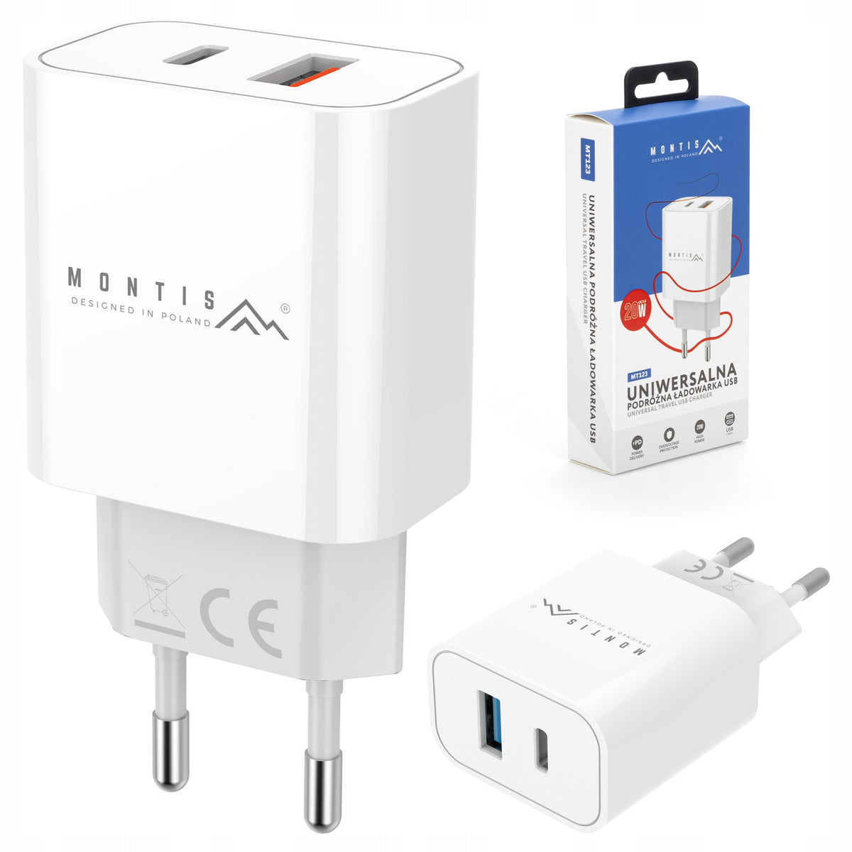 Szybka ładowarka sieciowa do telefonu smartfona 20W zasilacz 3A PD QC3.0