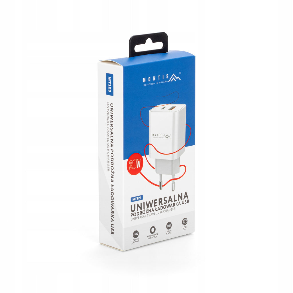 Szybka ładowarka sieciowa do telefonu smartfona 20W zasilacz 3A PD QC3.0