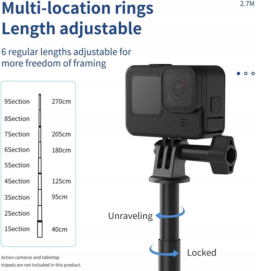 Selfie stick 3m Telesin do kamer sportowych (IS-MN) carbon monopod