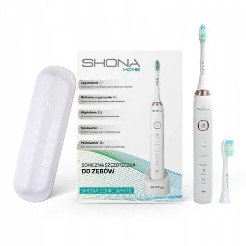 Shona Home Basic szczoteczka soniczna + 2 końcówki (zestaw: etui+ładowarka)