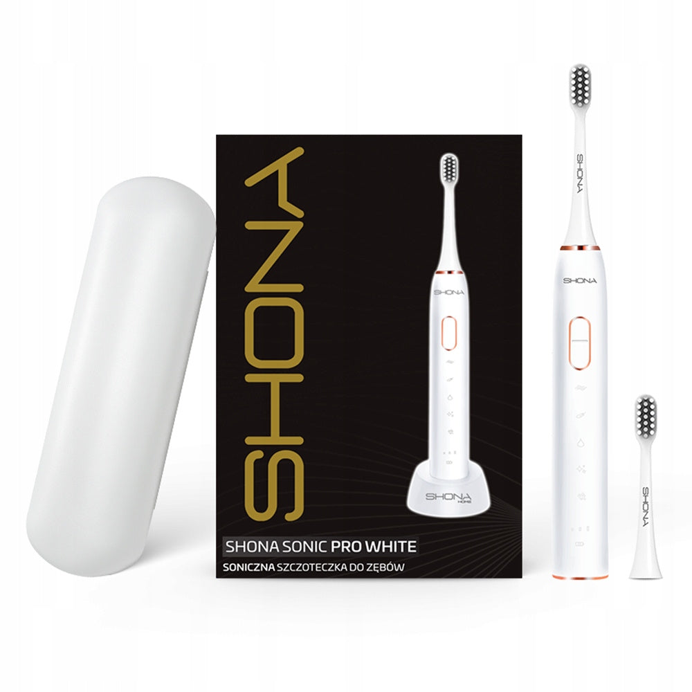 Shona Home pro - szczoteczka soniczna do zębów (biała, etui, 2x końcówki)