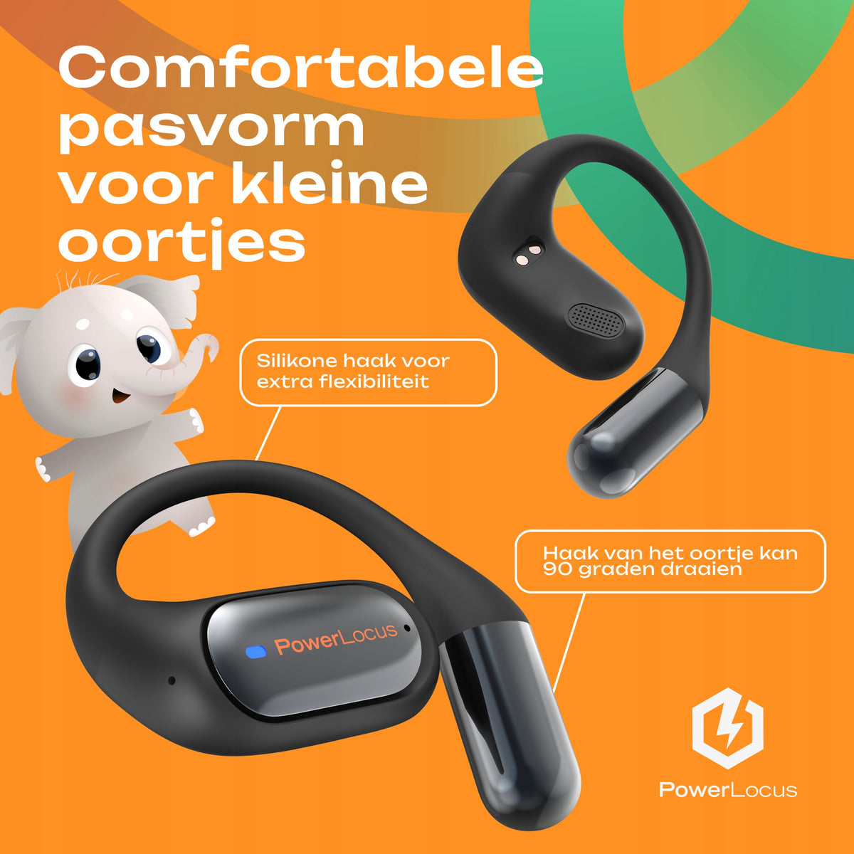 Słuchawki bezprzewodowe Bluetooth PowerLocus Open Ear dla dzieci Mkids1