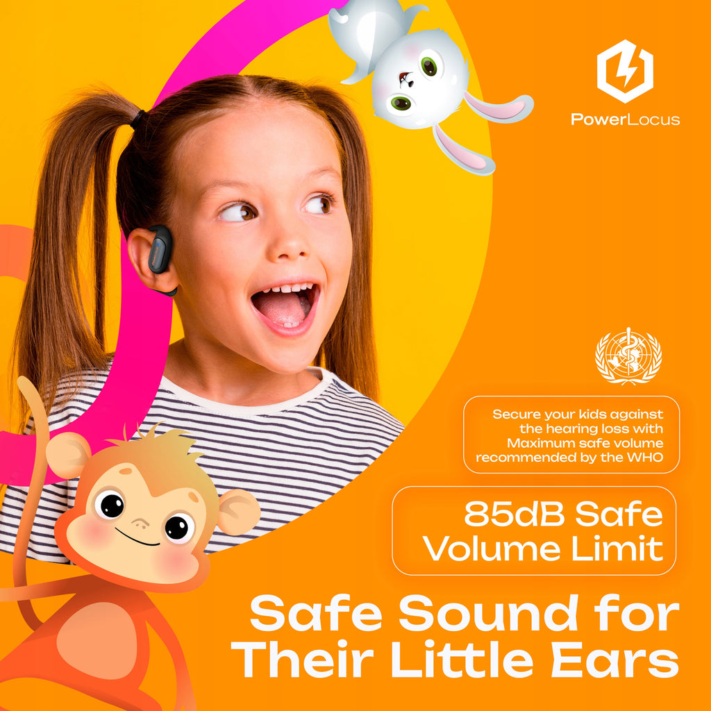 Słuchawki bezprzewodowe Bluetooth PowerLocus Open Ear dla dzieci Mkids1