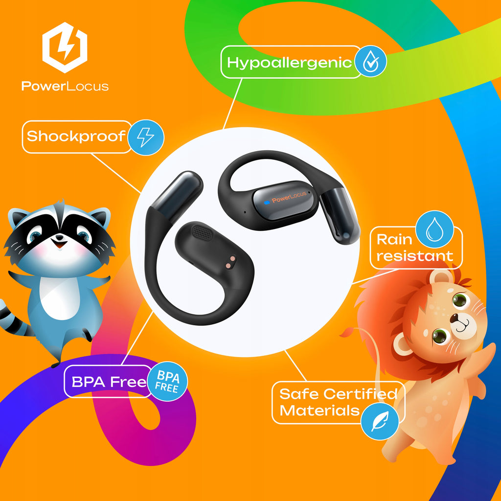 Słuchawki bezprzewodowe Bluetooth PowerLocus Open Ear dla dzieci Mkids1