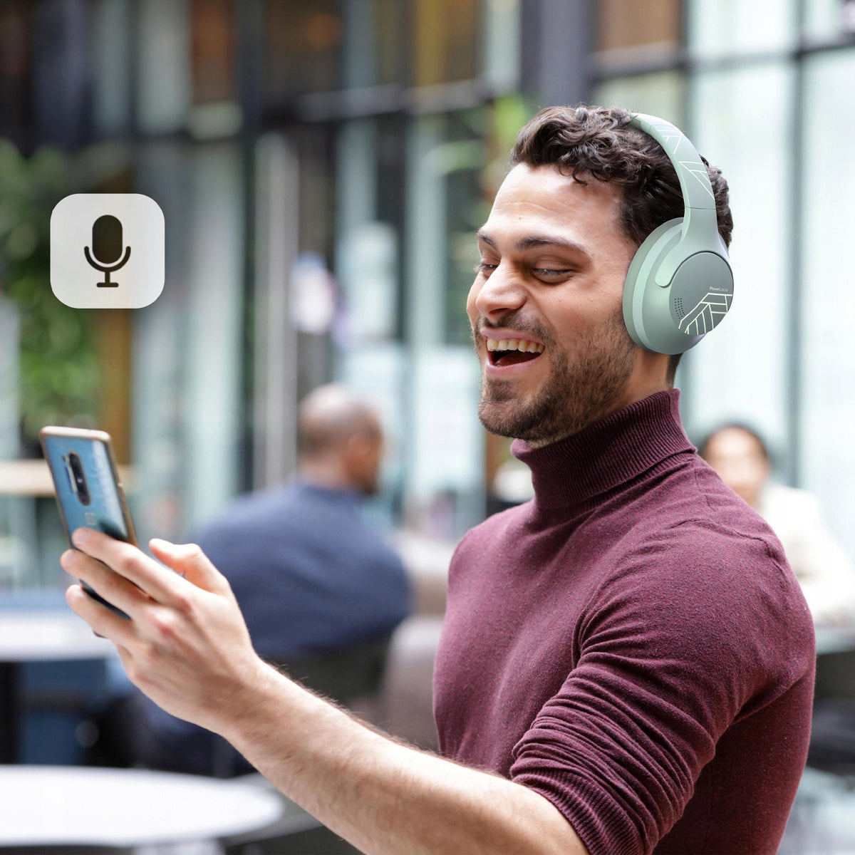 Słuchawki Bluetooth PowerLocus P3 Mint Mikrofon + Etui AUX BT Bluetooth 5.3