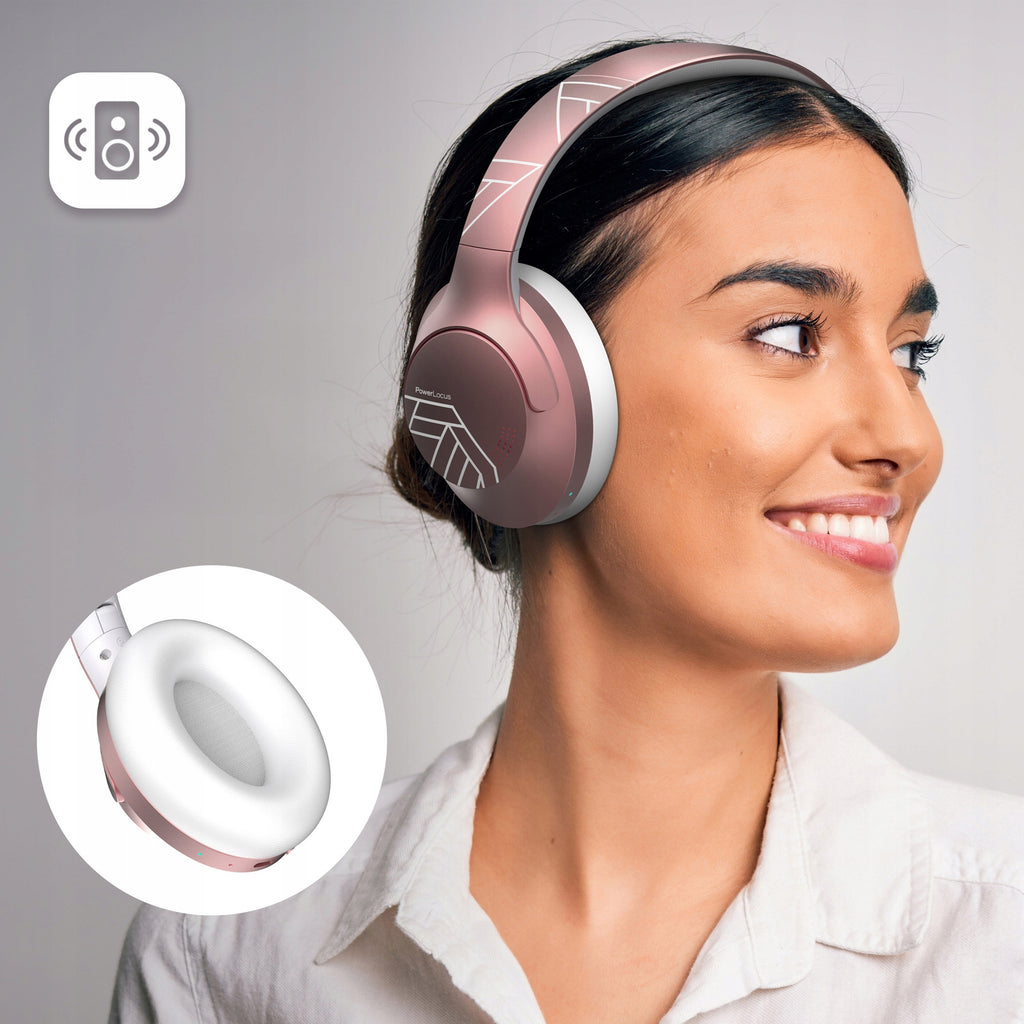 Słuchawki Bluetooth PowerLocus P3 RoseGoldMikrofon Etui AUX BT Bluetooth