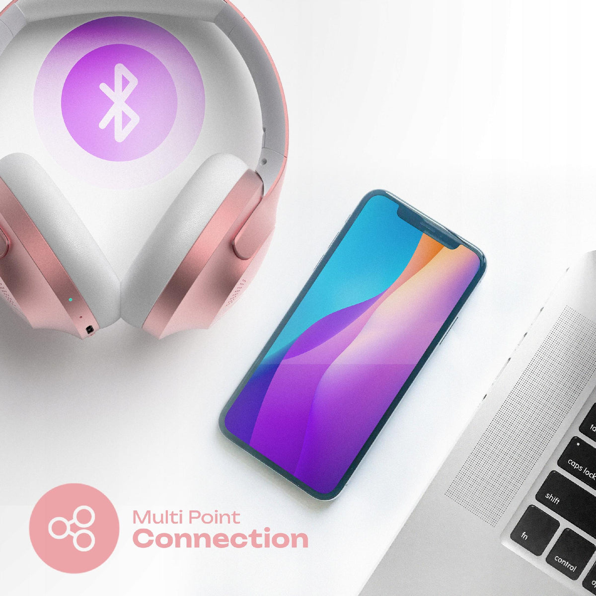 Słuchawki Bluetooth PowerLocus P3 RoseGoldMikrofon Etui AUX BT Bluetooth
