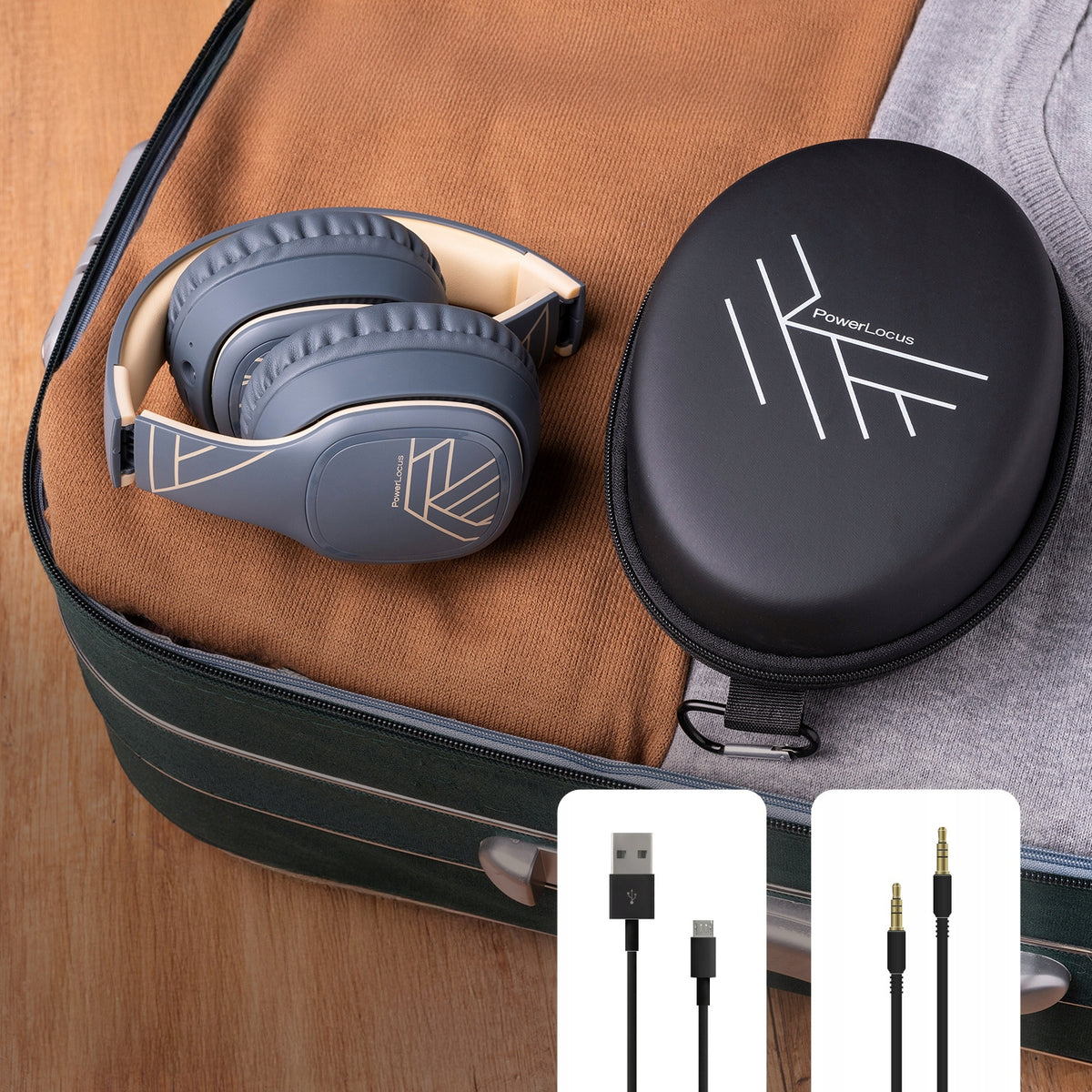 Słuchawki Bluetooth PowerLocus P7 asphaltgrey Over-Ear Mikrofon AUX BT 50h