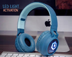 Słuchawki dla dzieci PowerLocus Buddy Blue bezprzewodowe LED Mikro SD AUX