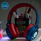 Słuchawki dla dzieci PowerLocus Buddy BlueRed bezprzewodowe LED MikroSD AUX