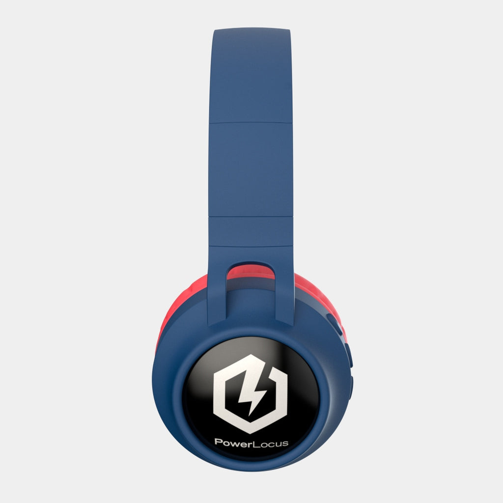 Słuchawki dla dzieci PowerLocus Buddy BlueRed bezprzewodowe LED MikroSD AUX