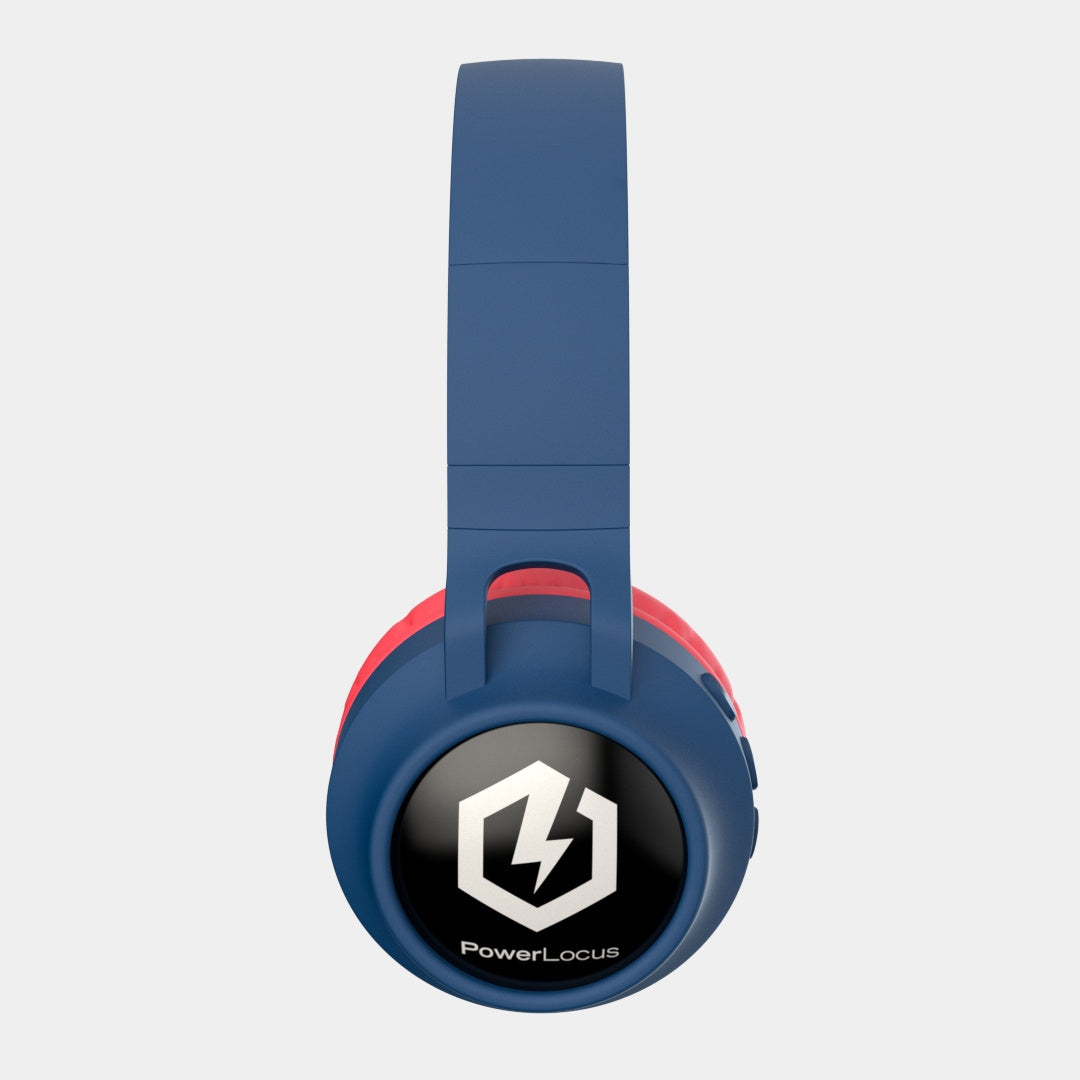 Słuchawki dla dzieci PowerLocus Buddy BlueRed bezprzewodowe LED MikroSD AUX