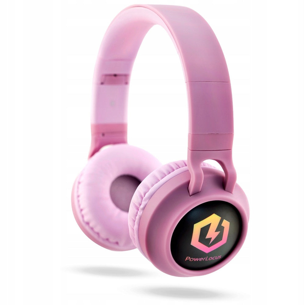 Słuchawki dla dzieci PowerLocus Buddy Pink bezprzewodowe LED Mikro SD AUX