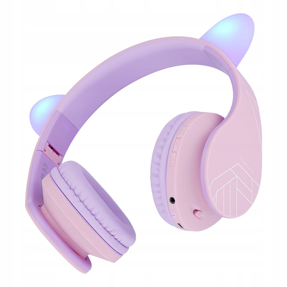 Słuchawki dla dzieci PowerLocus Kids PurplePink CAT bezprzewodowe Bluetooth