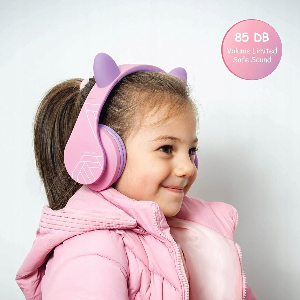 Słuchawki dla dzieci PowerLocus Kids PurplePink CAT bezprzewodowe Bluetooth