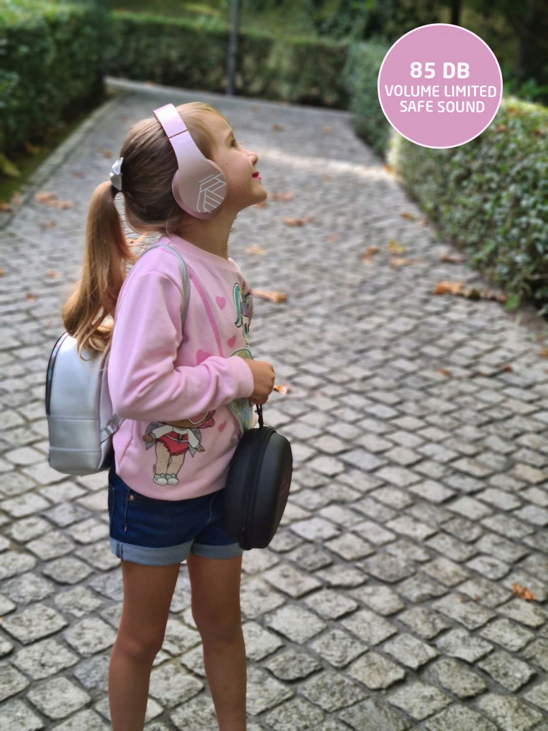 Słuchawki dla dzieci PowerLocus Kids RoseGold bezprzewodowe Bluetooth / FM