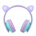 Słuchawki dla dzieci PowerLocus Kids TealPurple cat bezprzewodowe Bluetooth