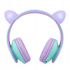 Słuchawki dla dzieci PowerLocus Kids TealPurple cat bezprzewodowe Bluetooth