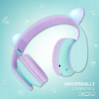 Słuchawki dla dzieci PowerLocus Kids TealPurple cat bezprzewodowe Bluetooth