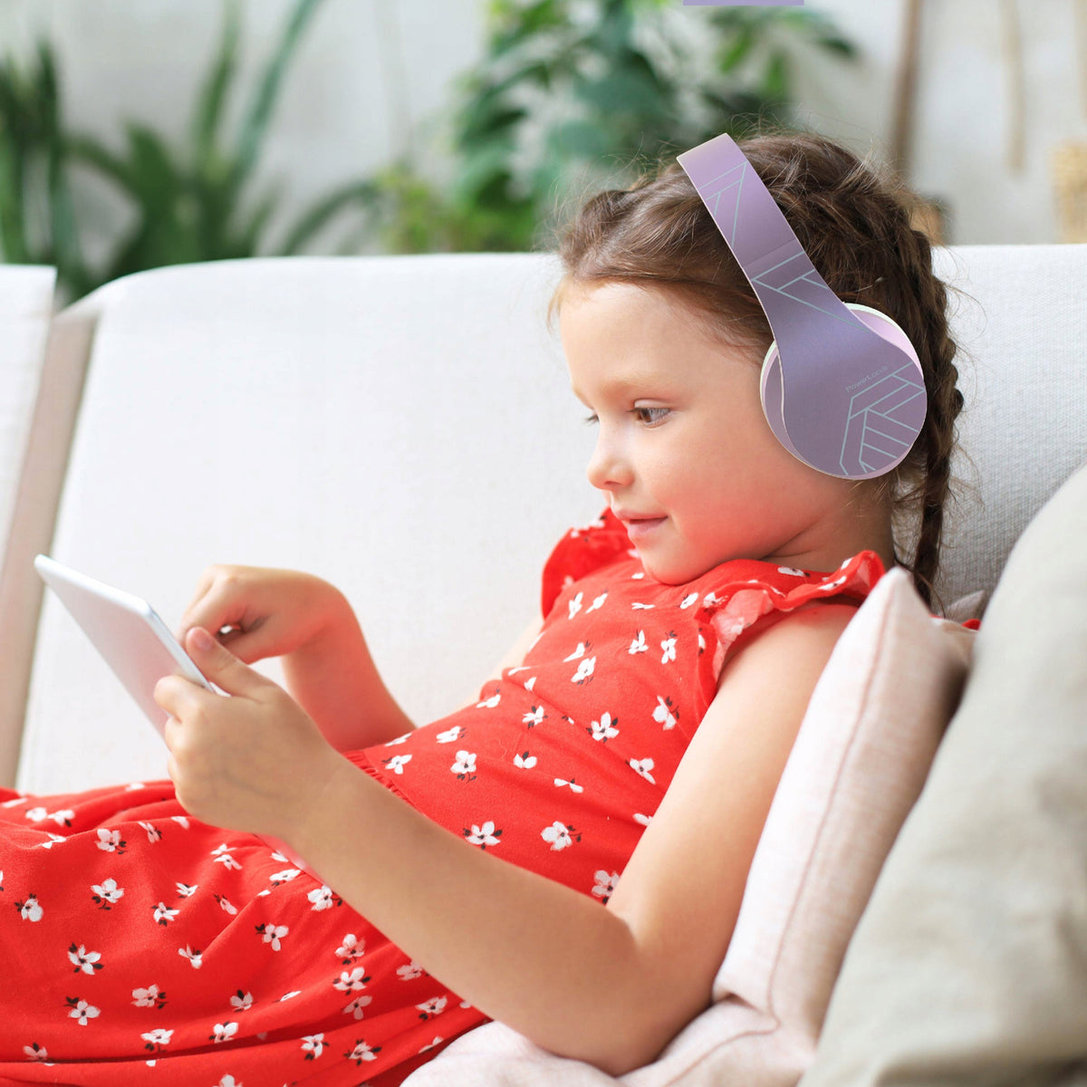 Słuchawki dla dzieci PowerLocus Kids metalpurple bezprzewodowe Bluetooth