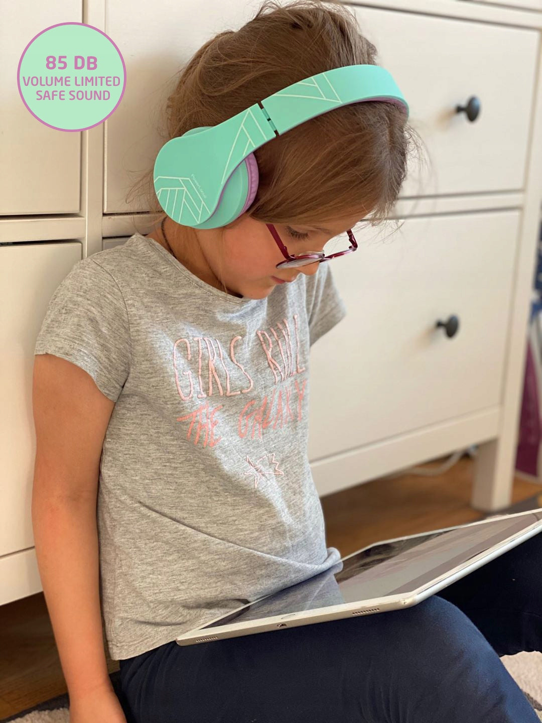 Słuchawki dla dzieci PowerLocus Kids tealpurple bezprzewodowe Bluetooth