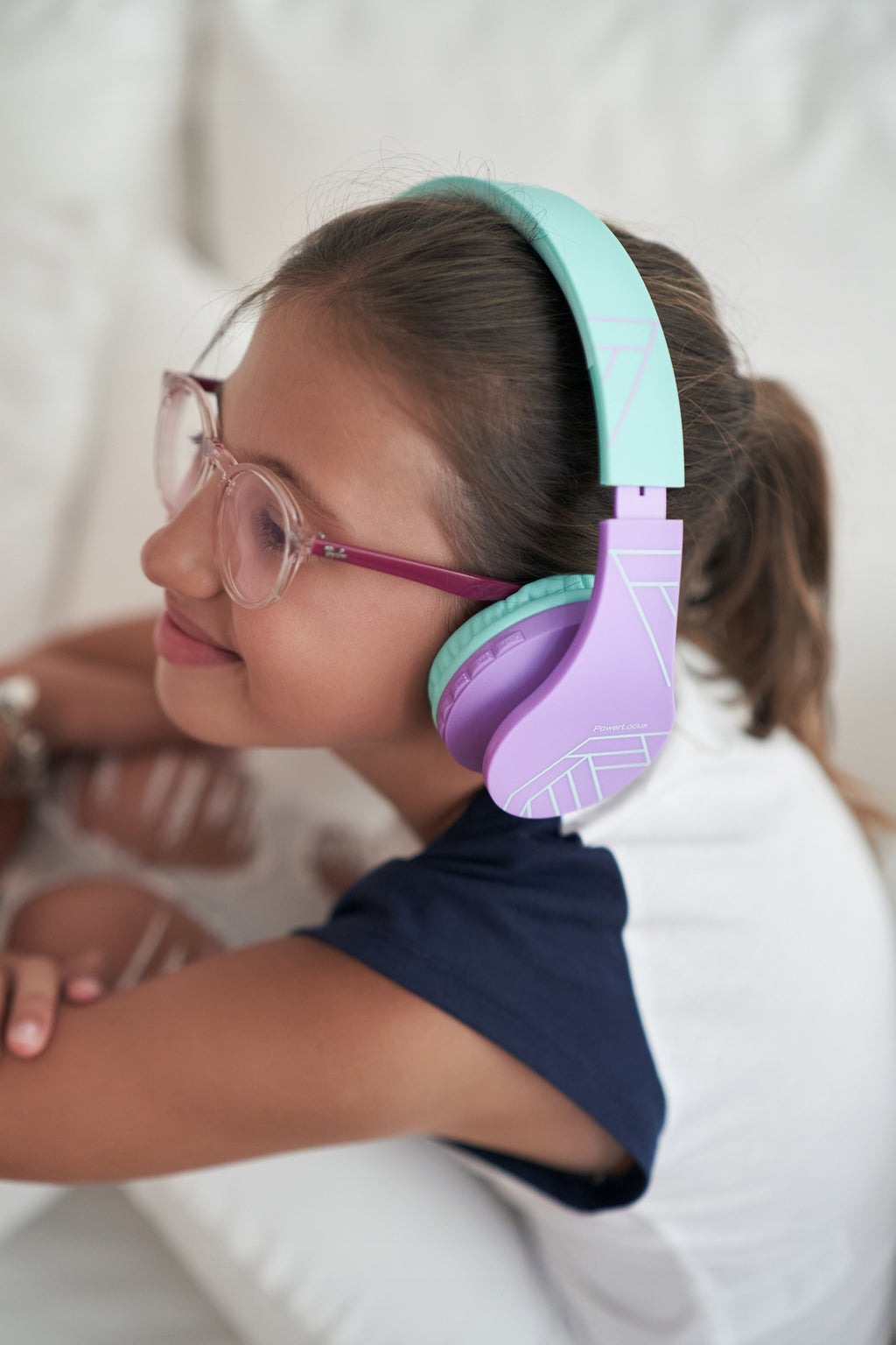 Słuchawki dla dzieci bezprzewodowe nauszne PowerLocus P1Kids kabel + etui