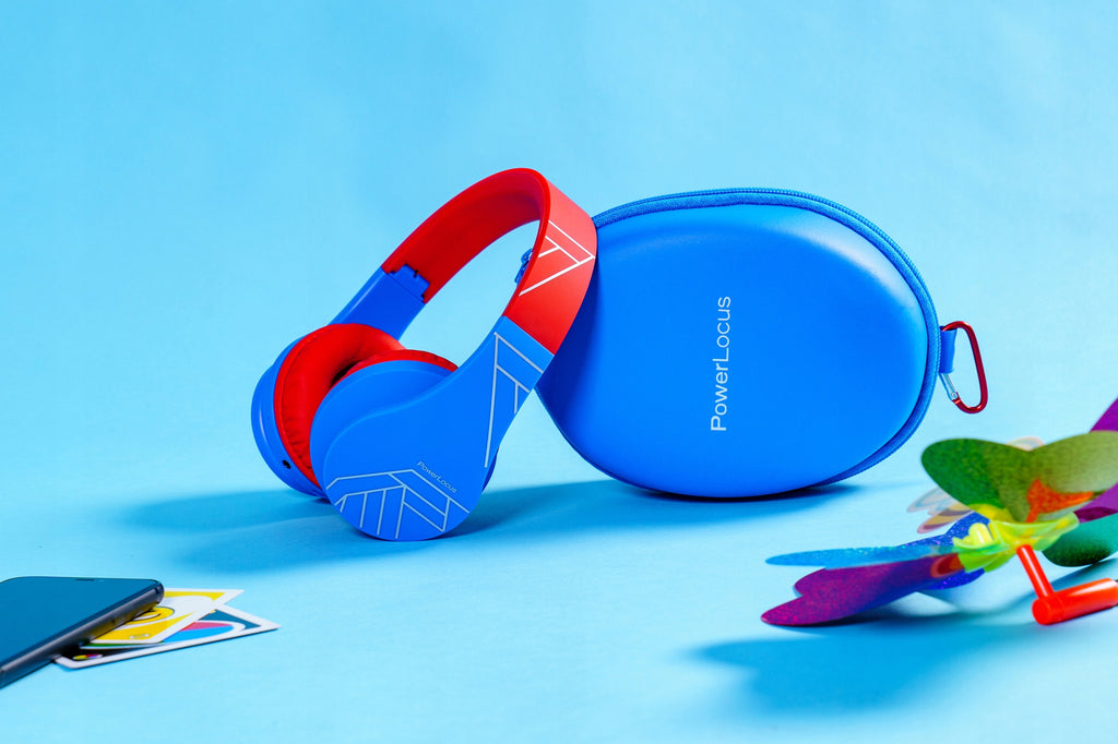 Słuchawki dla dzieci bezprzewodowe wokółuszne PowerLocus P1Kids kabel etui