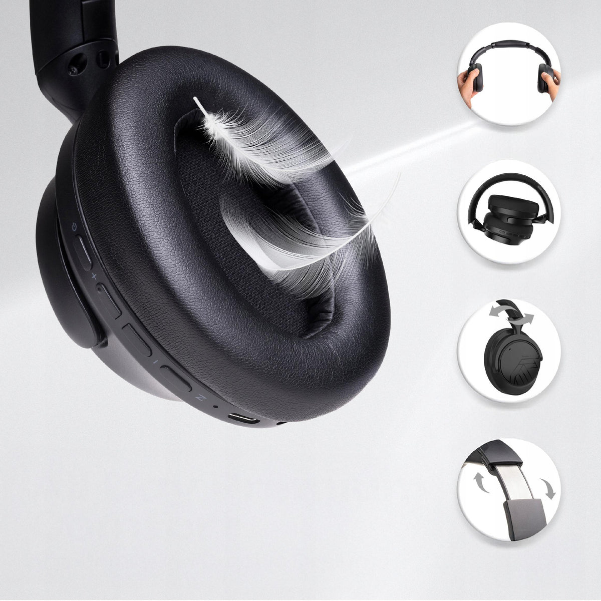Słuchawki premium 70h Bluetooth PowerLocus Moonfly / Mikrofon / ANC + Etui