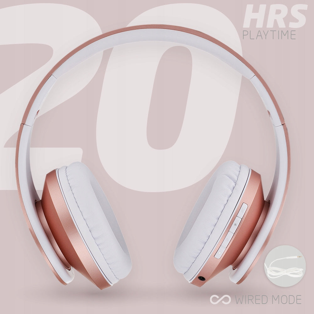 Słuchawki PowerLocus P2 bezprzewodowe RoseGold Bluetooth / microSD / radioFM