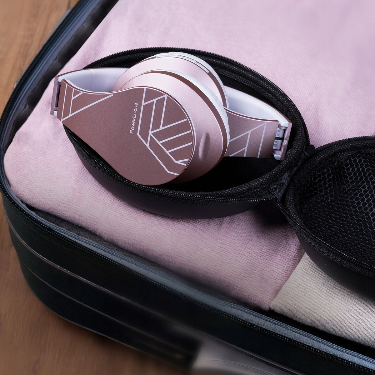 Słuchawki PowerLocus P2 bezprzewodowe RoseGold Bluetooth / microSD / radioFM