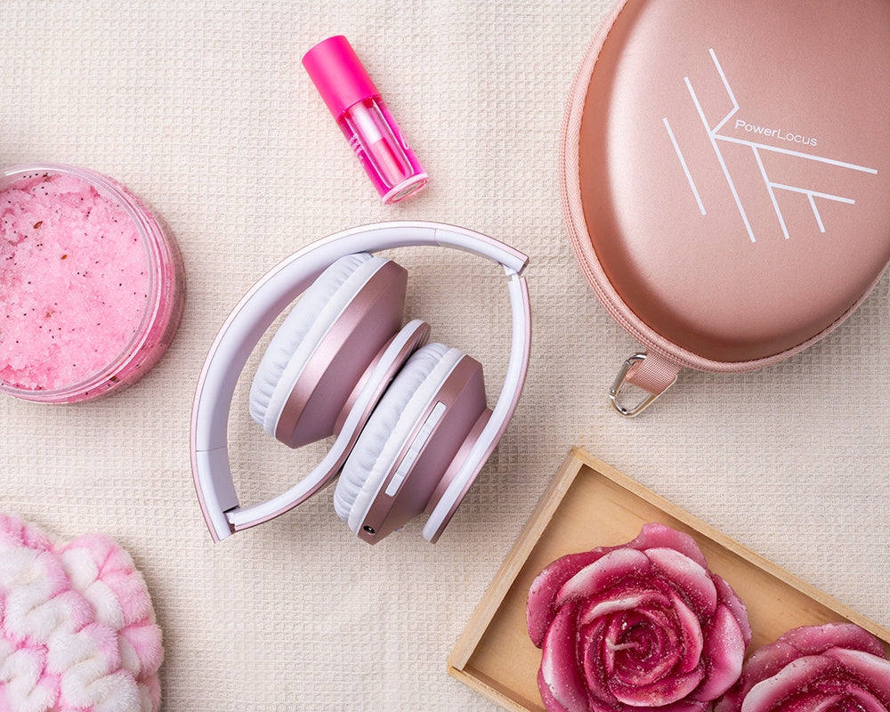 Słuchawki PowerLocus P2 bezprzewodowe RoseGold Bluetooth / microSD / radioFM