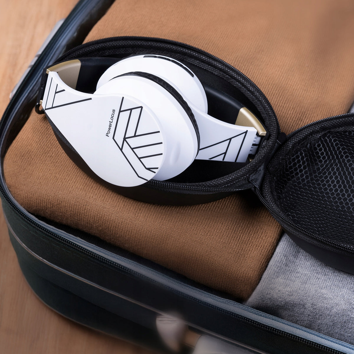 Słuchawki PowerLocus P2 bezprzewodowe czarno-czerwone Bluetooth / microSD / FM