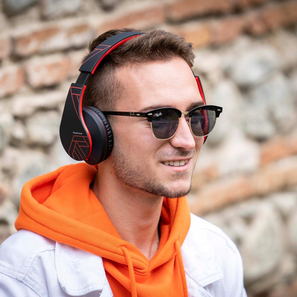 Słuchawki PowerLocus P2 bezprzewodowe czarno-czerwone Bluetooth / microSD / FM