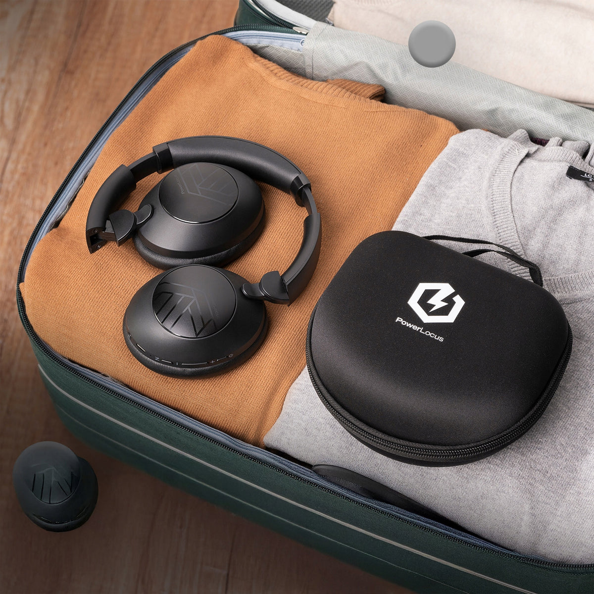 Słuchawki bezprzewodowe Bluetooth PowerLocus Orion Black MikroAUX Etui 70h