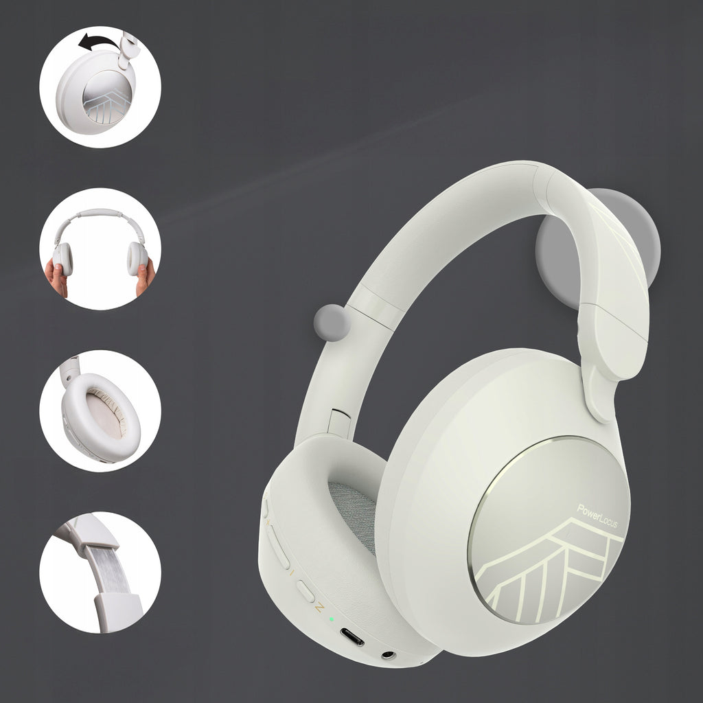 Słuchawki bezprzewodowe Bluetooth PowerLocus Orion Sand MikroAUX Etui 70h