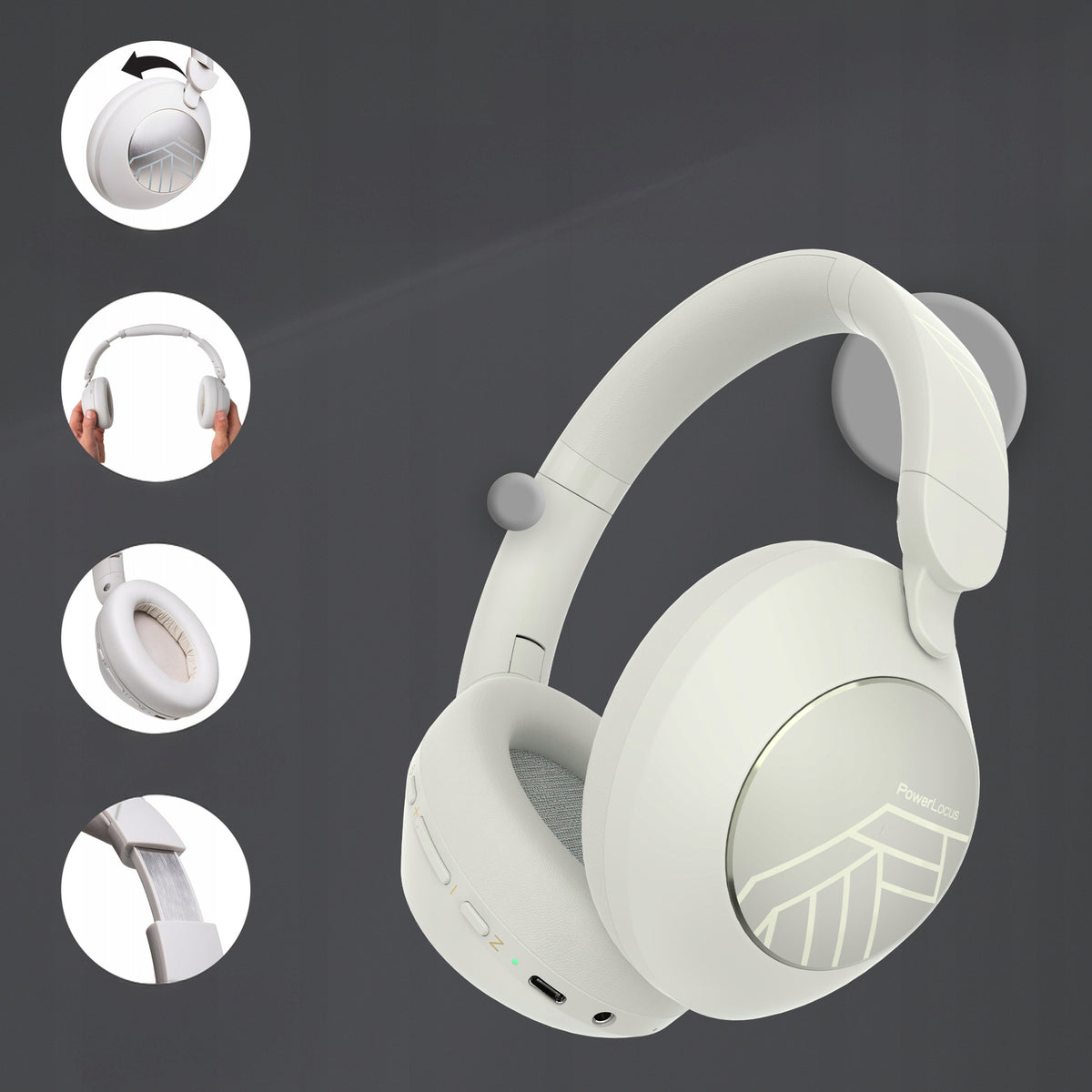 Słuchawki bezprzewodowe Bluetooth PowerLocus Orion Sand MikroAUX Etui 70h