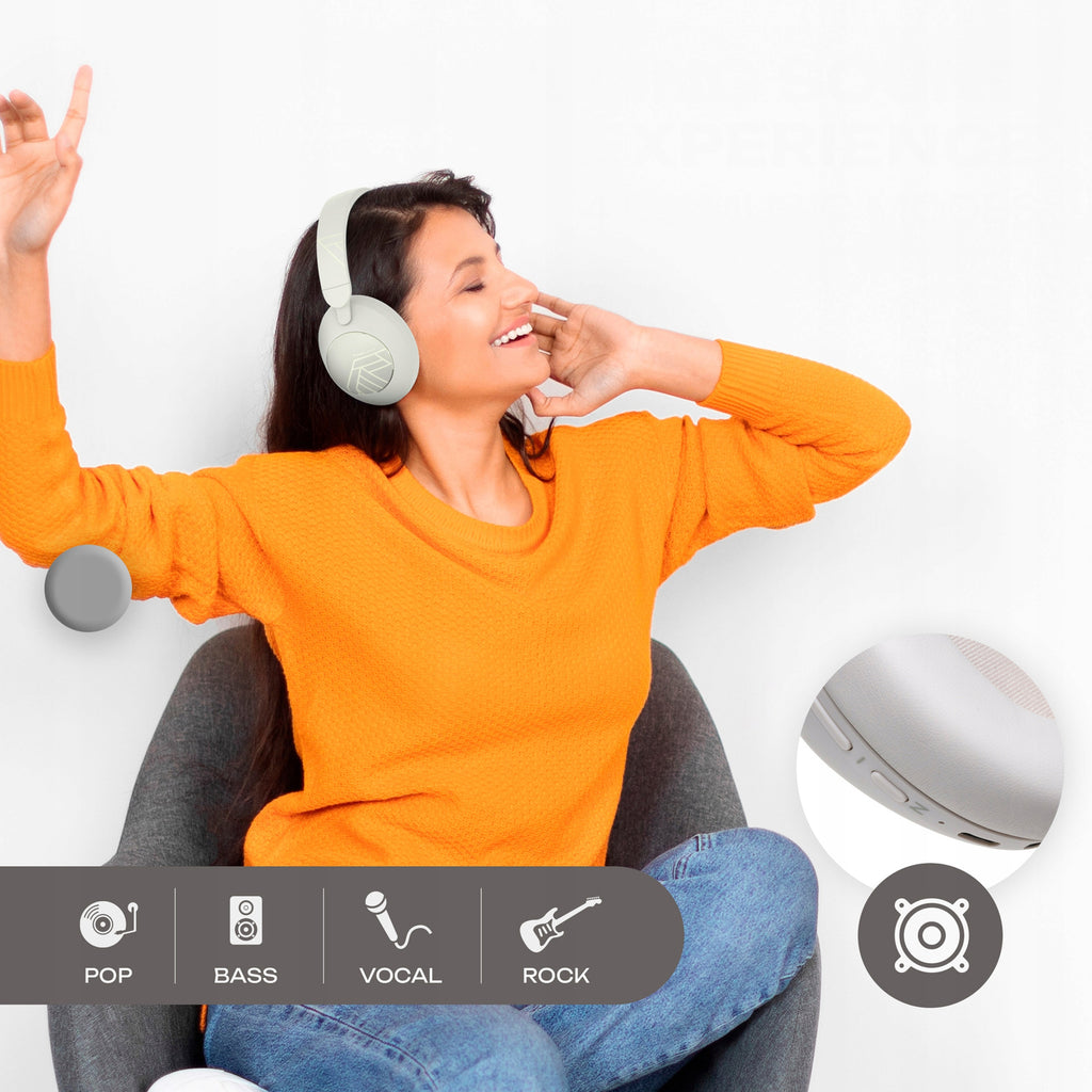 Słuchawki bezprzewodowe Bluetooth PowerLocus Orion Sand MikroAUX Etui 70h
