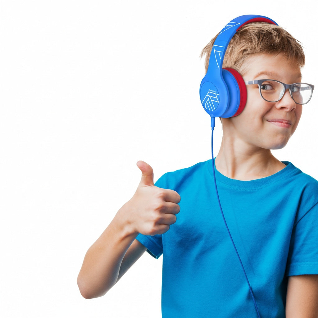 Słuchawki dla dzieci przewodowe PowerLocus pled Kids niebiesko czerwone
