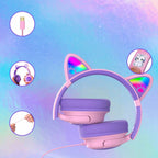 Słuchawki przewodowe USB-C dla dzieci PowerLocus Bobo Cat Ears Wired