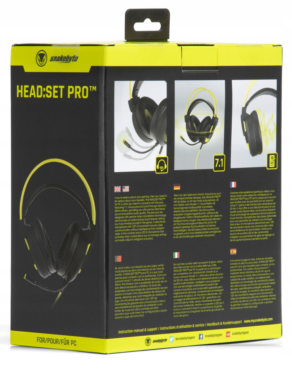 Snakebyte Słuchawki Gamingowe HEAD:SET pro 7.1 LED