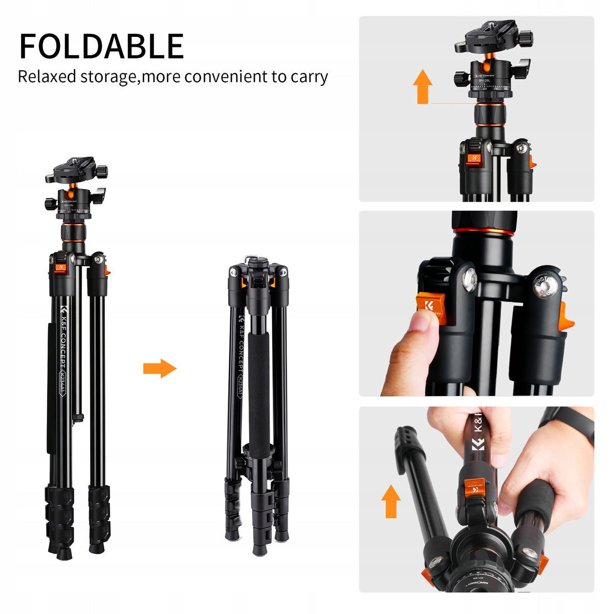 Statyw fotograficzny 230cm k&f K234A1+BH-28L głowica kulowa tripod