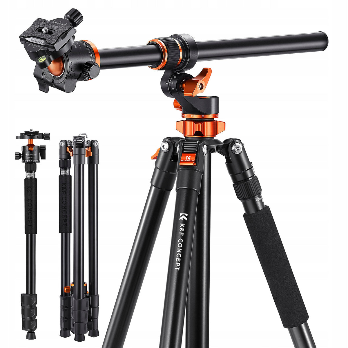 Statyw fotograficzny 230cm k&f T254A7 łamana kolumna monopod tripod 360